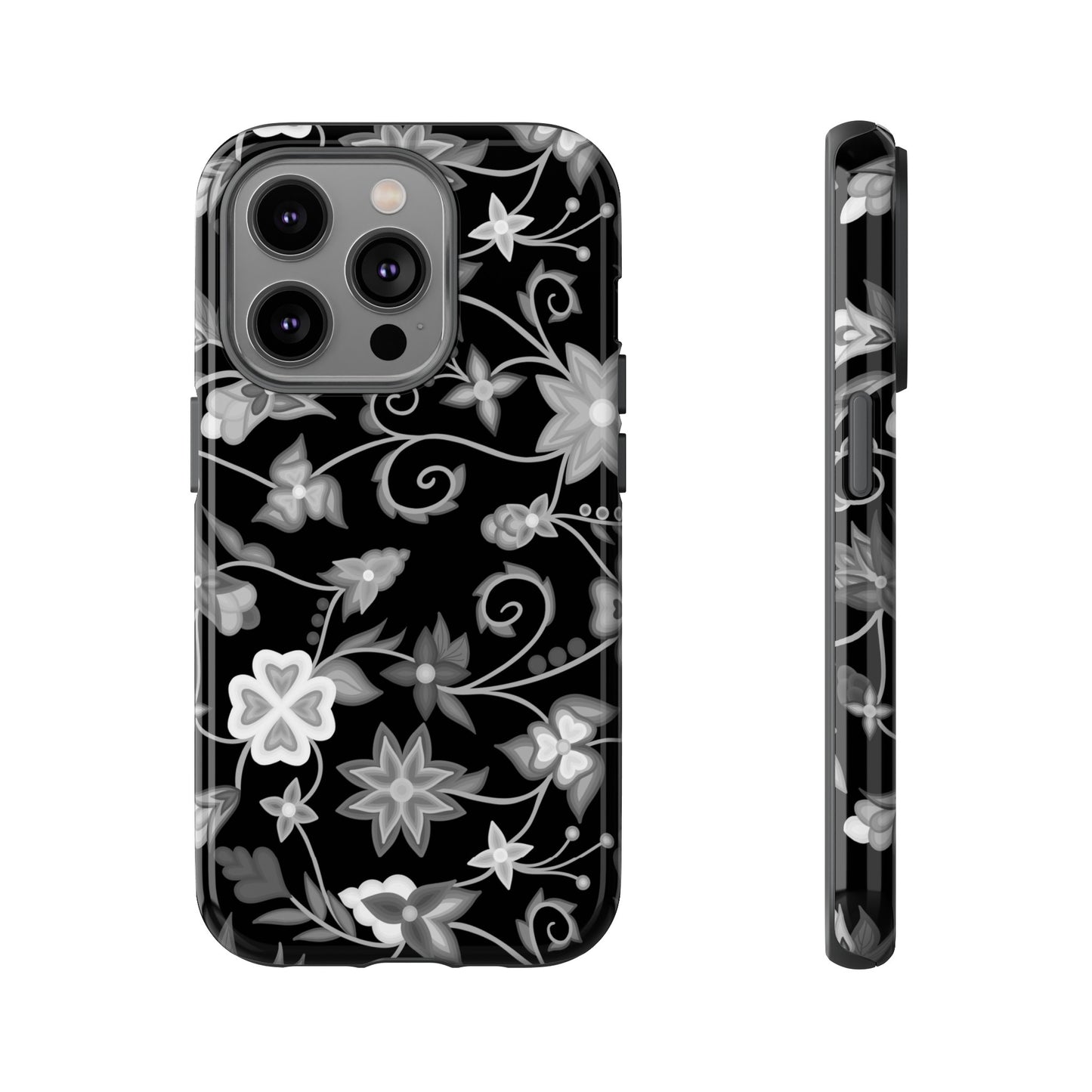 Black and White Floral Phone Case