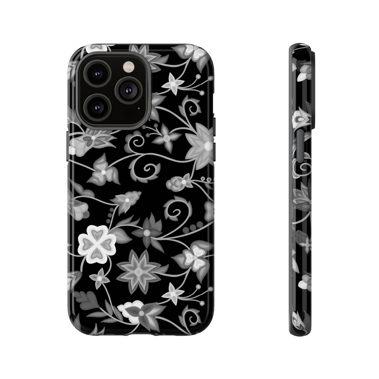 Black and White Floral Phone Case