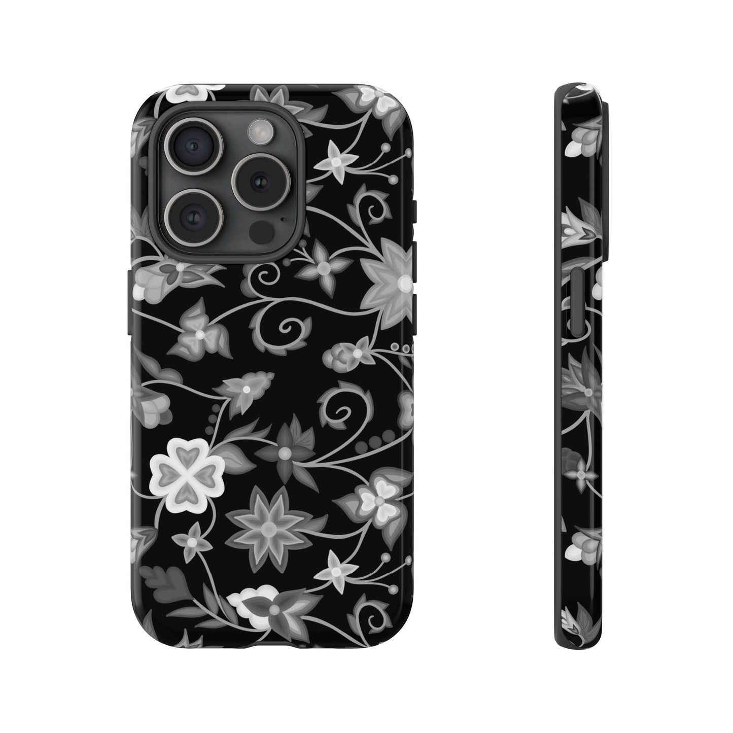 Black and White Floral Phone Case