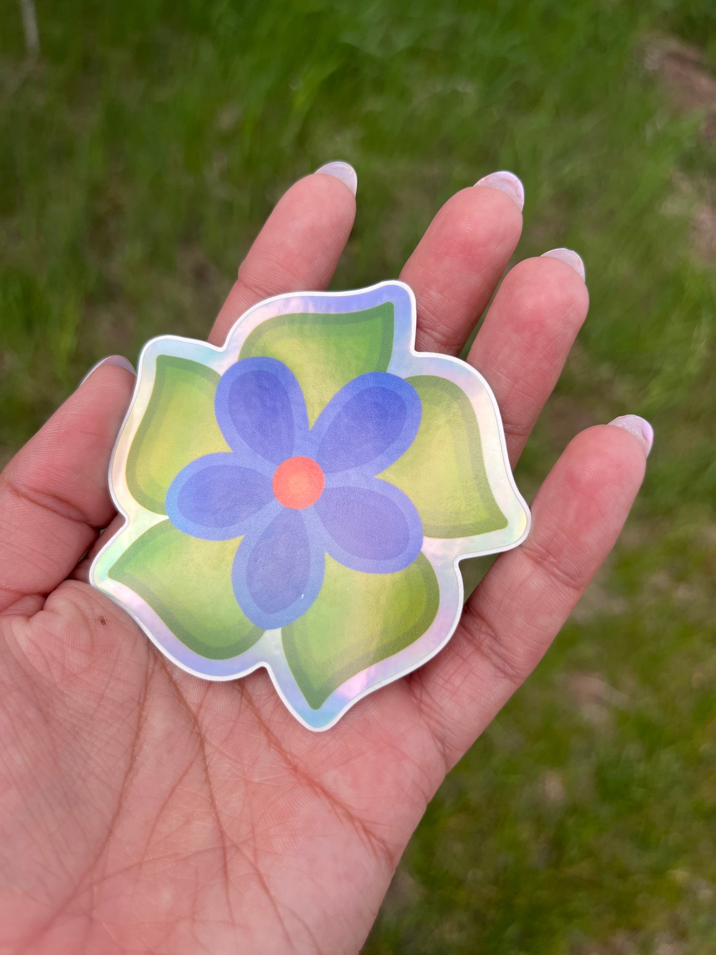 Blue Floral Sticker