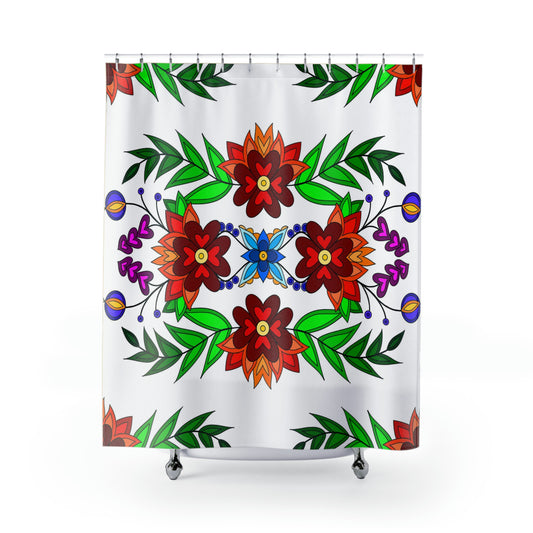 White Floral Shower Curtain